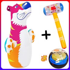 台灣出貨 大號95cm充氣恐龍不倒翁玩具兒童PVC氣球健身卡通拳擊禮品, 80cm老虎+打氣筒+65cm錘, 1個