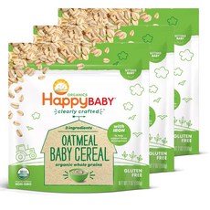 해피베이비 클리얼리 크래프트 시리얼 어린이 분말 식품 198g, 3개, 오트밀(Oatmeal)