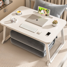 오브민 접이식 다용도 베드트레이 노트북 테이블 대형 고급형, 화이트우드