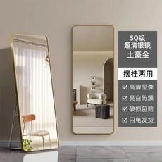全身鏡 簡約圓角居家/臥室/試衣鏡, 土豪金-出口品質-破損包賠,150*40cm-加厚兩用-【送貨上門】