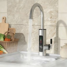 스테인리스 순간온수기 전기 수도꼭지온수기 급속가열 안전 방폭, 하부 급수구, 은색