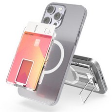 로랜텍 2장수납 맥카톡 맥세이프 카드지갑 스탠드 거치대 휴대폰 케이스, 클리어, 1개 클리어, 1개