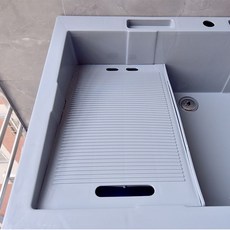 喜麗潔洗衣池陽臺家用洗水池帶搓衣板水槽臺盆一體洗手盆, 1個, 白色,不带水龙头