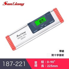 SanLiang 400mm 電子式雷射水平儀，附磁，高精度，電子數顯，角度測量, 1個, 0-225mm（帶磁帶十字激光）