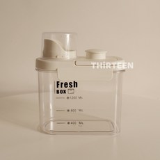 儲糧桶 儲米桶 thirteen拾叄家居 韓系奶油密封雜糧罐 保鮮盒 量杯 儲糧 米杯 米桶 麥片桶 餐廚收納, 1個, 小號(1600ml)