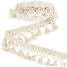 면실 술 레이스 리본 의류 부자재 DIY 핸드메이드 재료 홈 패브릭 선물 포장 수공예, 베이지색, 1개