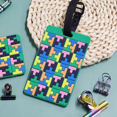 캐리어택 실리콘 네임태그 여행꼬리표 미니퍼즐패턴