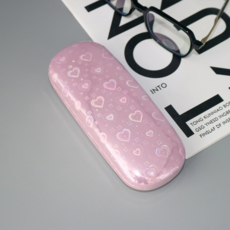 러블리 홀로그램 하트패턴 PU 하드 안경케이스