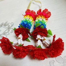 泰國手工花圈：還願、供奉、許願七色花，適用四面佛、象神、古曼，皇家泰國宗教用品, 紅色款
