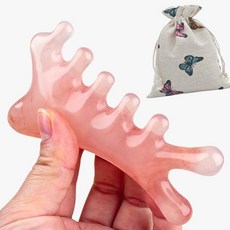 목 어깨 괄사 마사지기 파우치 포함 데일리 관리, 핑크, 1개