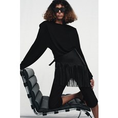 ZARA 자라 플루이드 숄더 패드 티셔츠 - 블랙 121802