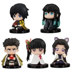 Q Posket 악마 슬레이어 그림 도매 미니 입상 5cs 10Pcs 15Pcs 세트 Kimetsu No Yaiba 작은 PVC 인형 데스, 01 B-5PCS
