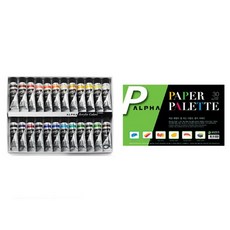 알파색채 전문가용 아크릴물감 20ml 세트 + 종이팔레트 30p, 24색