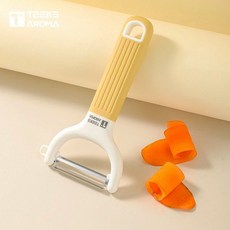 特恩斯 不鏽鋼削皮刀 廚房多功能刨皮刀 土豆水果去皮神器, 1個, 【嫩芽黃色】軟膠手柄刨皮刀