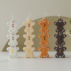 氛圍蠟燭 聖誕蠟燭 長杆法式 聖誕裝飾品 姜餅香薰小蠟燭 節日擺件, 1個, 姜饼人深棕色（香味：丝绒玫瑰）,圣诞新品