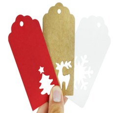 쥬넛 크리스마스 트리 종이 태그 오너먼트 50p 다이어리꾸미기 선물태그, 눈꽃