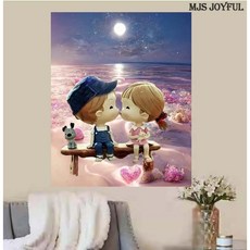 엠제이에스 명화그리기 50x40cm (캔버스형) DIY 유화 세트, KK26 -  고래와 모자쓴 소녀, 1개