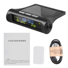 USB 태양열 충전 스마트 디지털 자동차 시계 달력 시간 온도 LED 디스플레이 자동차 인테리어 액세서리 자동 시동, B
