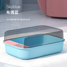 고양이 모래 대야 스마트미료기 쟁반 애완 밀폐 긁기 오버사이즈 사이즈 모래대 용품, 인형 블루 대용량화 ❣ 내구성이 뛰어남, 1개