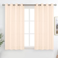 BGment Linen Look 침실용 세미 시어 커튼 그로밋 빛 필터링 캐주얼 텍스처 프라이버시 커튼 거실용 패널 2개 (각 106.7 x 114.3cm(42 x 45인치, 2-라이트 핑크