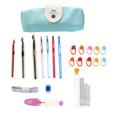 臺灣熱銷 廠家 10MM 12MM 15MM粗號氧化鋁毛衣鉤針 編織工具 毛衣針 勾針 批發, 7支鉤針配件PU包套裝, 1個