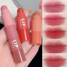 1+1무광 립스틱 펜 벨벳 로즈 퍼플 립 틴트 콤보 오래 지속되는 논스틱 컵 립 글로스 세트 메이크업 화장품, 6g+6g, 2개