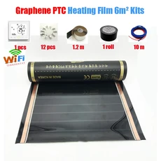 6m2 따뜻한 바닥 키트 에너지 절약 PTC Graphene 난방 필름 240W 탄소 호일 자체 과열 없음, 02 50 센치메터, 09 ME86E-B-WIFI Kits