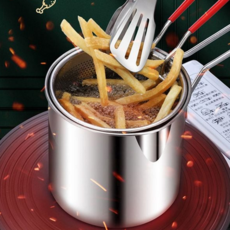 캠핑 튀김 냄비 휴대용 스텐레스 튀김 스테인레스 튀김 냄비 냄비 분리형 튀김용 깊은 스테인레스탕 다용도