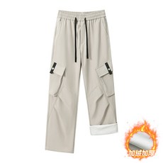 加絨工裝拖地褲 寬鬆百搭舒適潮流休閒長褲 男款保暖