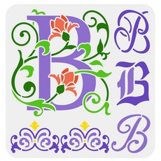 PET 모티베이셔널 페인팅 스텐실 글자 테마 벽화 패턴 인스피레이션 장식 DIY, 레터 비 324, 1개