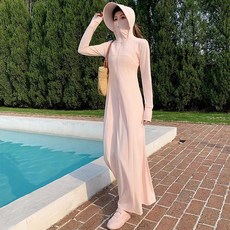 DFMEI 夏季新款長款全身防曬衣女黑色修身超長連衣裙防紫外線防曬服, XL(105-135斤)