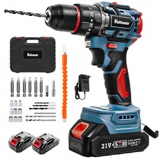 [국내발송] VoltMate 최신형 브쉬 21V 20+3단 다용도 전동드릴 BLDC모터 40N 토크 2단 회전 속도 조절 본체+배터리 2개+24종 액세서리 세트 가정용 인테리어, 1세트