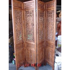小o結緣館 仿古家具 福祿壽喜窗花屏風 香樟木 單片尺寸45x3.5x206 編號108
