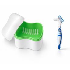 와이엔케이더밸류 틀니 전용 보관함 세척솔, 1세트, 그린