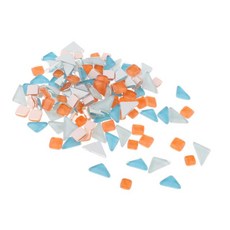 DIY용 소품 모자이크 타일 광장 모자이크 스톤 스테인드 유리 타일 DIY 아트 공예 소재 그림 프레임, 오렌지 블루, 1-2cm, 크리스탈 유리