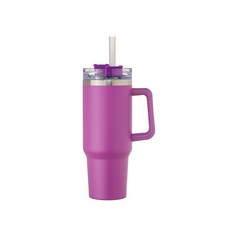 LONGGU 텀블러 1200ml 대용량 손잡이 와 빨대가 있는 스텐 내병 텀블러, 5개, 퍼플