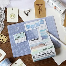 책상 칼자국 방지 두툼한 미니 재단매트 커팅매트 공예용책상패드, 6x6cm