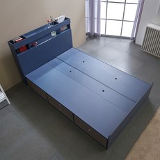 케이컴퍼니 이음수납헤드 더블 서랍침대 프레임(매트없음), 네이비그레이