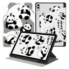 DUNNO 회전 가능 패턴 디자인 아크릴 삼성 탭 케이스, 1개, 5-Happy Panda