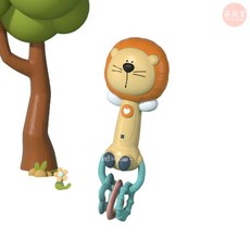 萌萌屋 【台灣現貨】嬰兒動物手搖鈴 寶寶手搖鈴 動物手搖鈴 磨牙手搖鈴 手搖鈴 早教玩具 安撫玩具 嬰兒安撫神器, 1個, 動物手搖鈴(獅子)