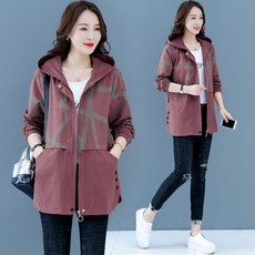 unique 중년여성 데일리룩 후드집업 긴팔 자켓 트렌치 코트 점퍼 봄가을
