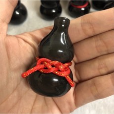 墨西哥冰種黑曜石葫蘆 五帝錢紅繩結飾, 1個, 天然黑曜葫蘆 隨機一入,不開光