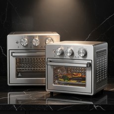 [독일브랜드] 스텐 에어프라이어 오븐 18L 스테인리스 전기오븐 가정용 튀김기 베이킹 통구이 스텐 조리기 다이얼 타이머 글라스도어 치킨 피자 삼겹살 조리확인 내부투명창