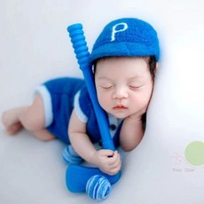 본아트 신생아 촬영 100일 컨셉 성장앨범 의상, B. 로얄 블루 4개 공  스틱, A. 66cm 신생아, B. 73cm 100일반년