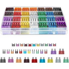 Icyfond 300Pcs 자동차 퓨즈 구색 키트 마이크로 미니 표준 블레이드 세트 풀러로 아연 합금 교체 자동차용 적합한 트럭 SUV RV 보트