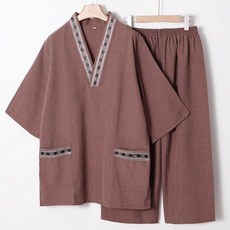 貢麻汗蒸服高檔浴服桑拿服情侶加大加肥男女浴服情侶款短袖按摩服