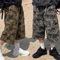 남녀공용 밀리터리 카모플라쥬 스트링 버뮤다 팬츠