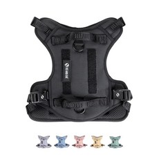 2026 뉴 에디션 Fei & Eve 클래식 강아지 하네스 - 퀵 릴리즈 버클 | 3포인트 당김 없는 컨트롤 튼튼한 900D 나일론 이중 안전 핸들 통기성 메시 조절 가능한, 블랙