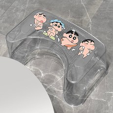 可愛卡通庫洛米馬桶凳 家用蹲坑神器 衛生間兒童成人墊腳凳, 透明 光屁屁小新貼紙