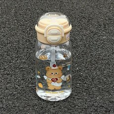 兒童便攜吸管水杯 可愛提手杯, 黃油小熊 500mL單杯, 1個